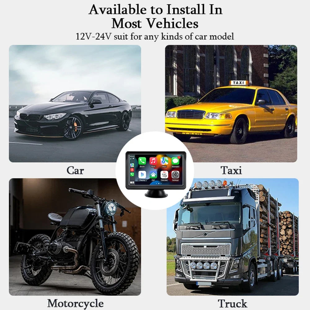 7-Inch Portable Wireless Apple CarPlay & Android Auto Screen