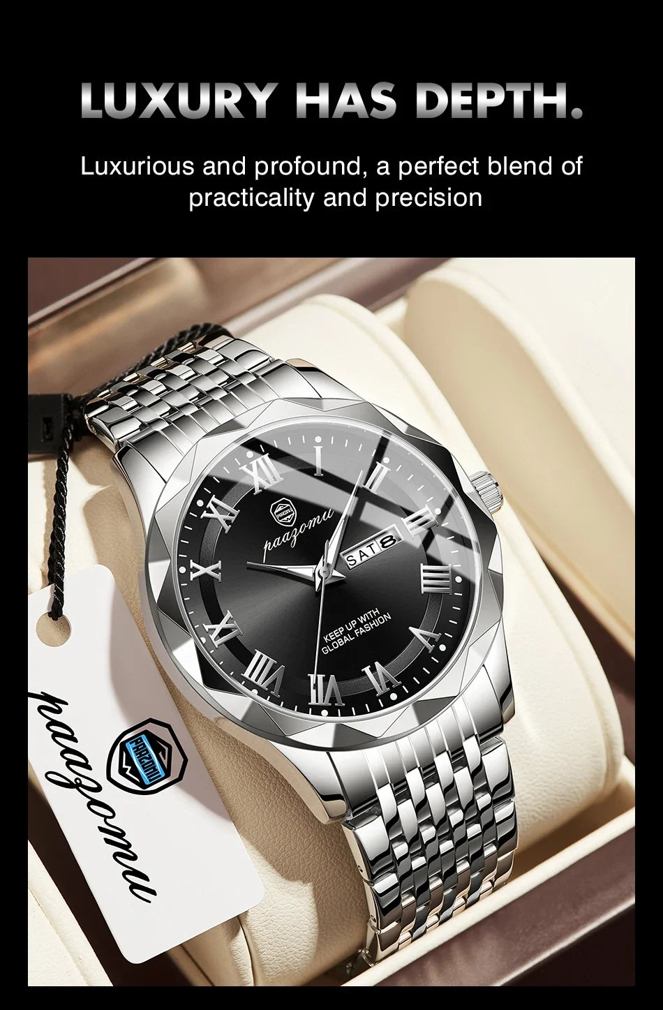 Men’s Minimalist Quartz Watch with Numberless Dial – Model 6367
