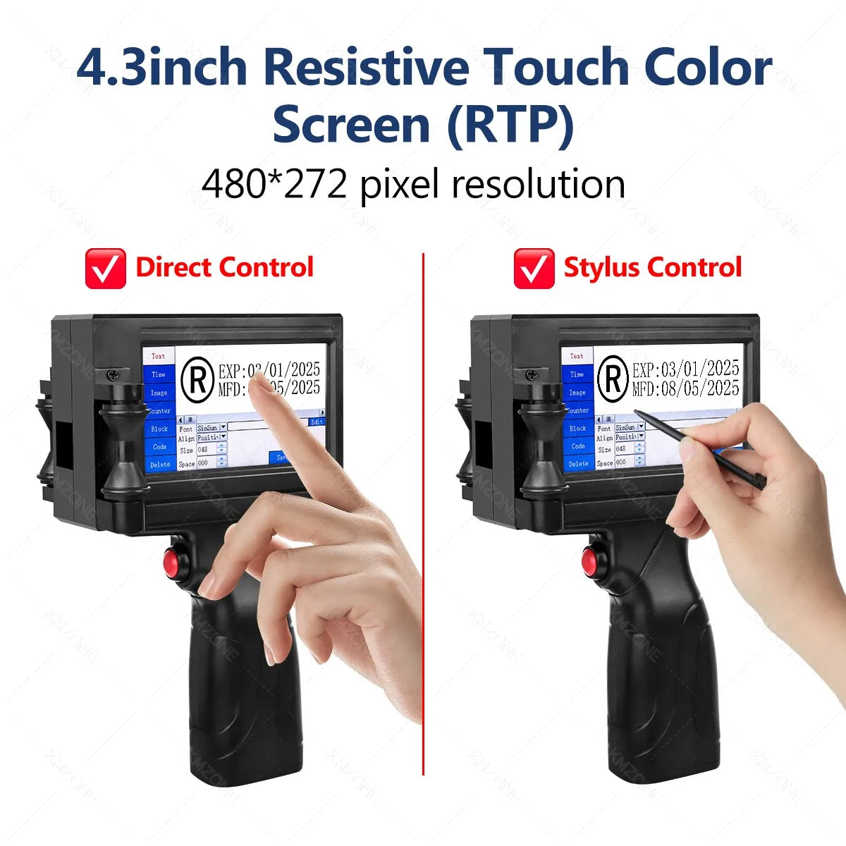 Handheld TIJ Inkjet Coding Printer with 4.3-Inch Touchscreen