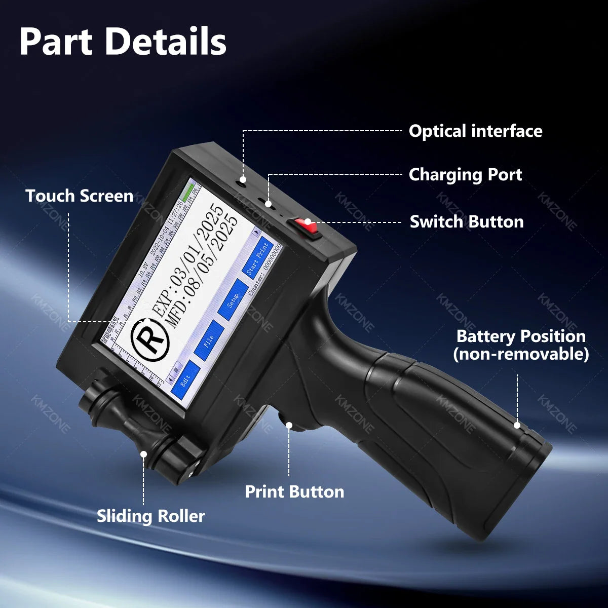 Handheld TIJ Inkjet Coding Printer with 4.3-Inch Touchscreen