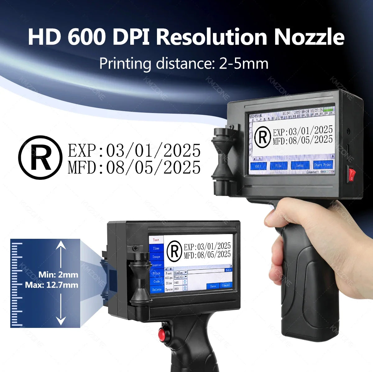 Handheld TIJ Inkjet Coding Printer with 4.3-Inch Touchscreen