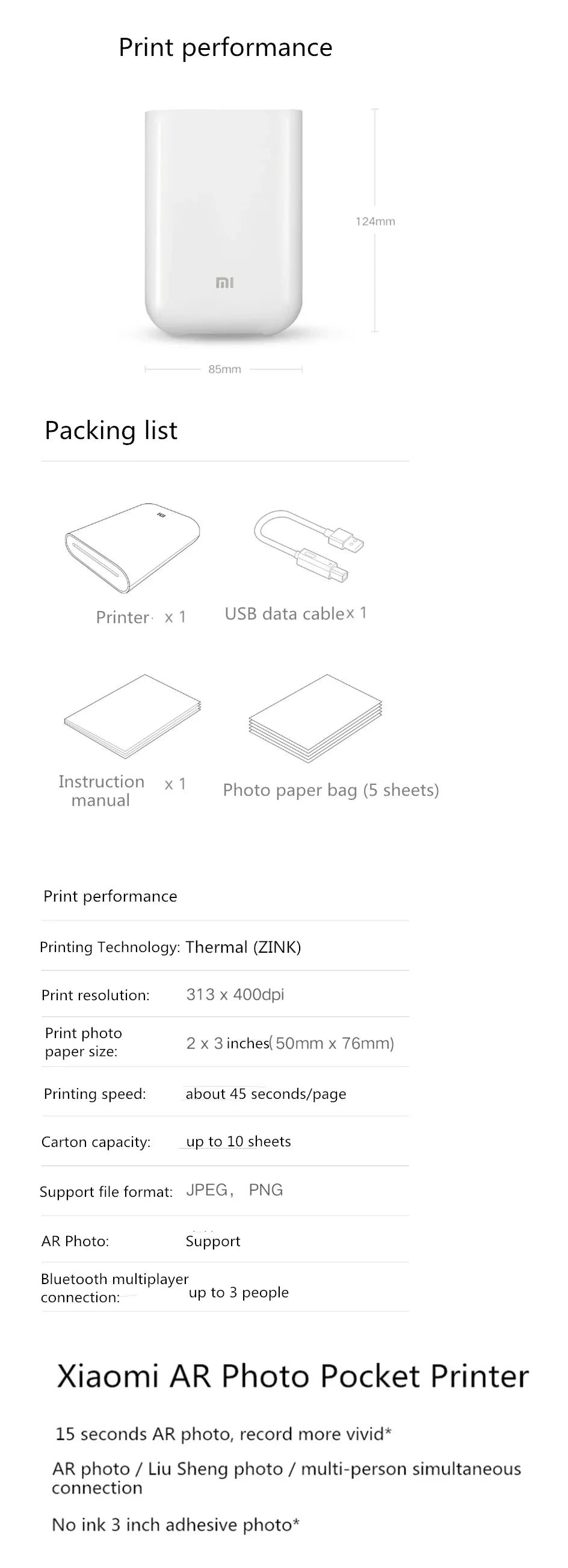 Portable Mini Photo Printer & Paper Refill Options