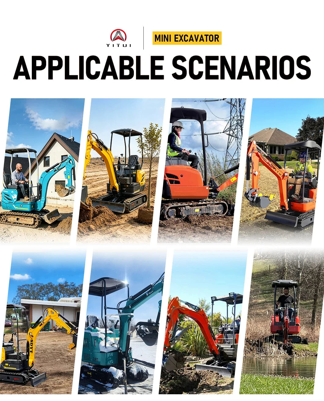 1 Ton Mini Excavator with Custom Color Options