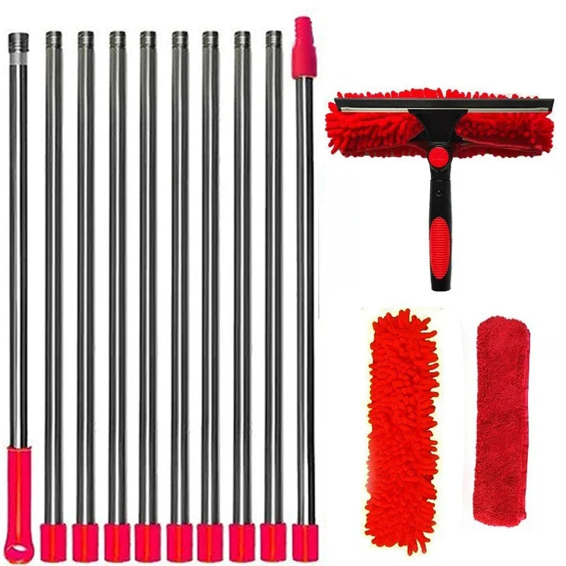 Extendable Window Cleaning Kit – 2-in-1 Glass Squeegee & Microfiber