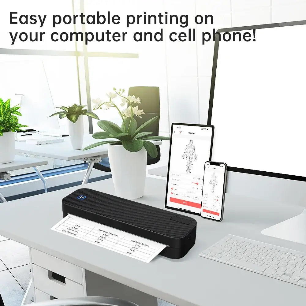 Portable A4 Bluetooth Thermal Printer & Paper Roll Option