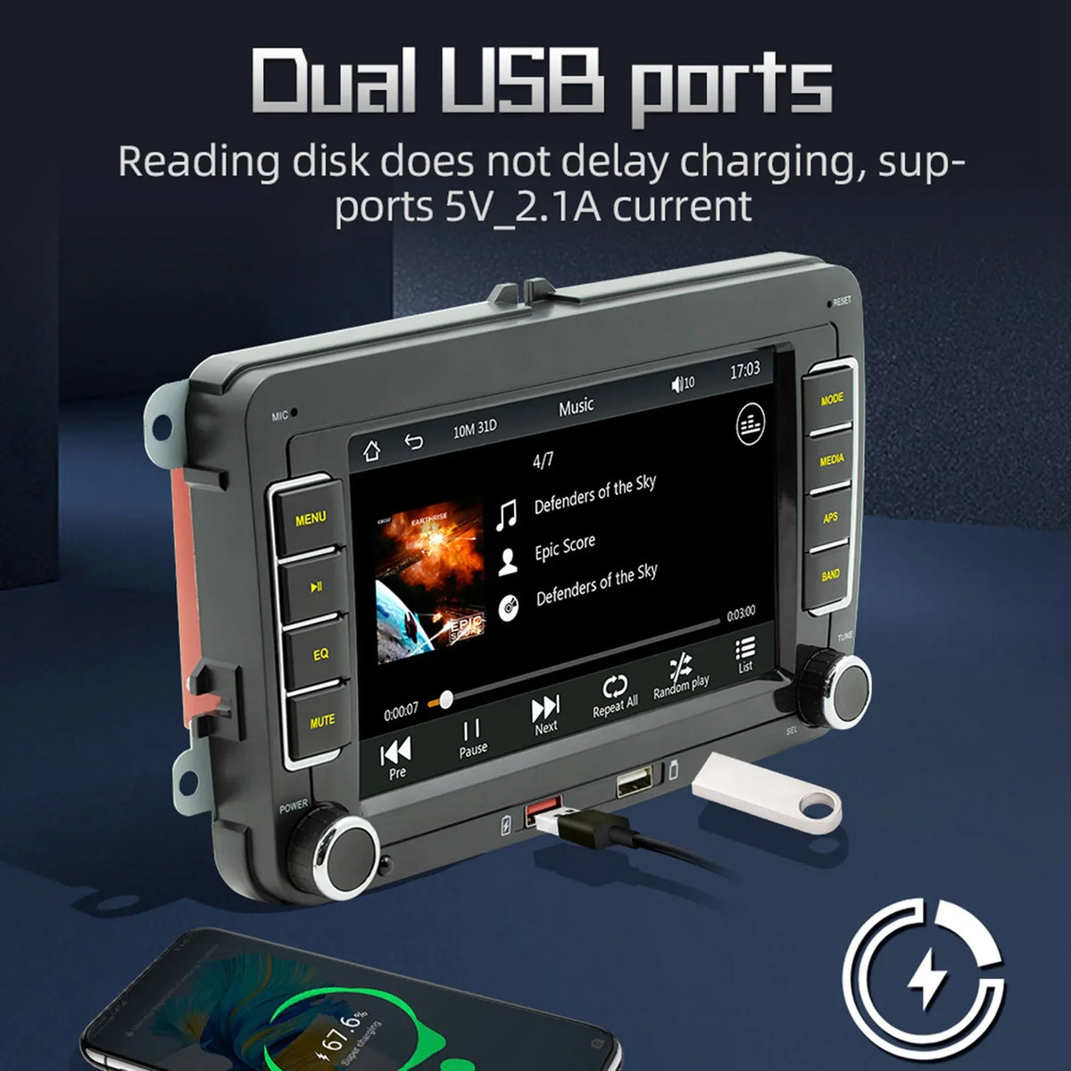 7-Inch Touchscreen Car Stereo with Apple CarPlay & Android Auto