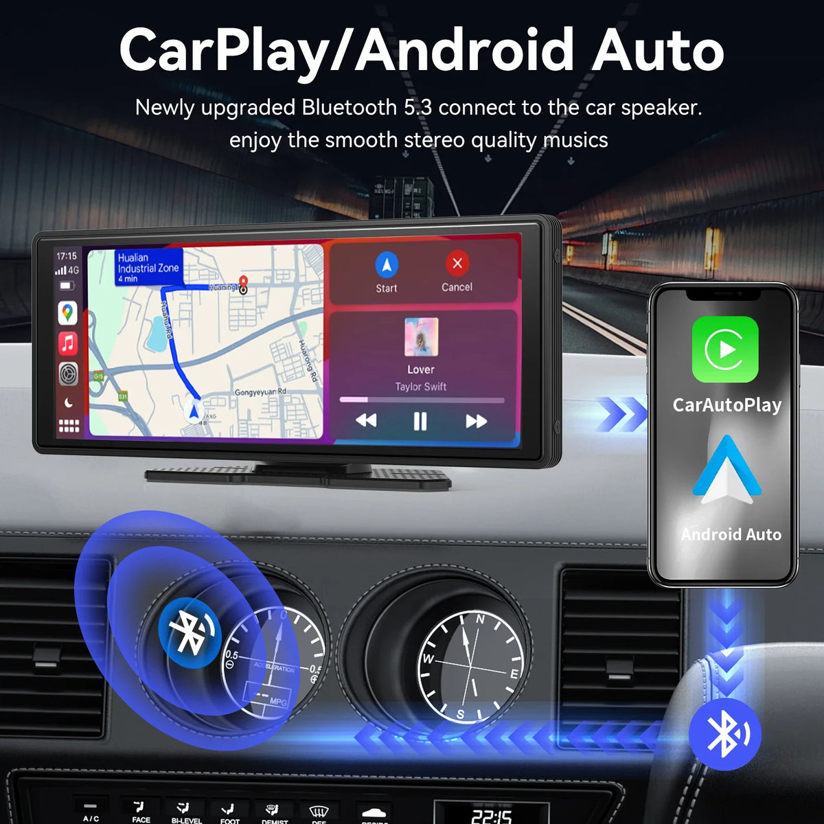 10.26-Inch Portable Wireless Apple CarPlay & Android Auto Screen