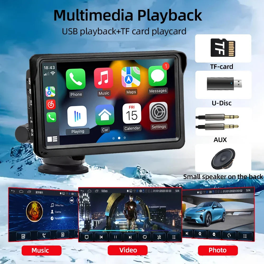 7-Inch Portable Wireless Apple CarPlay & Android Auto Screen