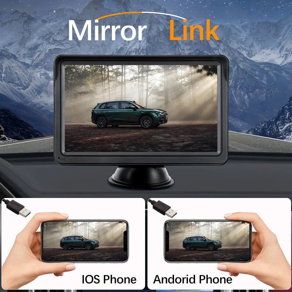 7-Inch Portable Wireless Apple CarPlay & Android Auto Screen