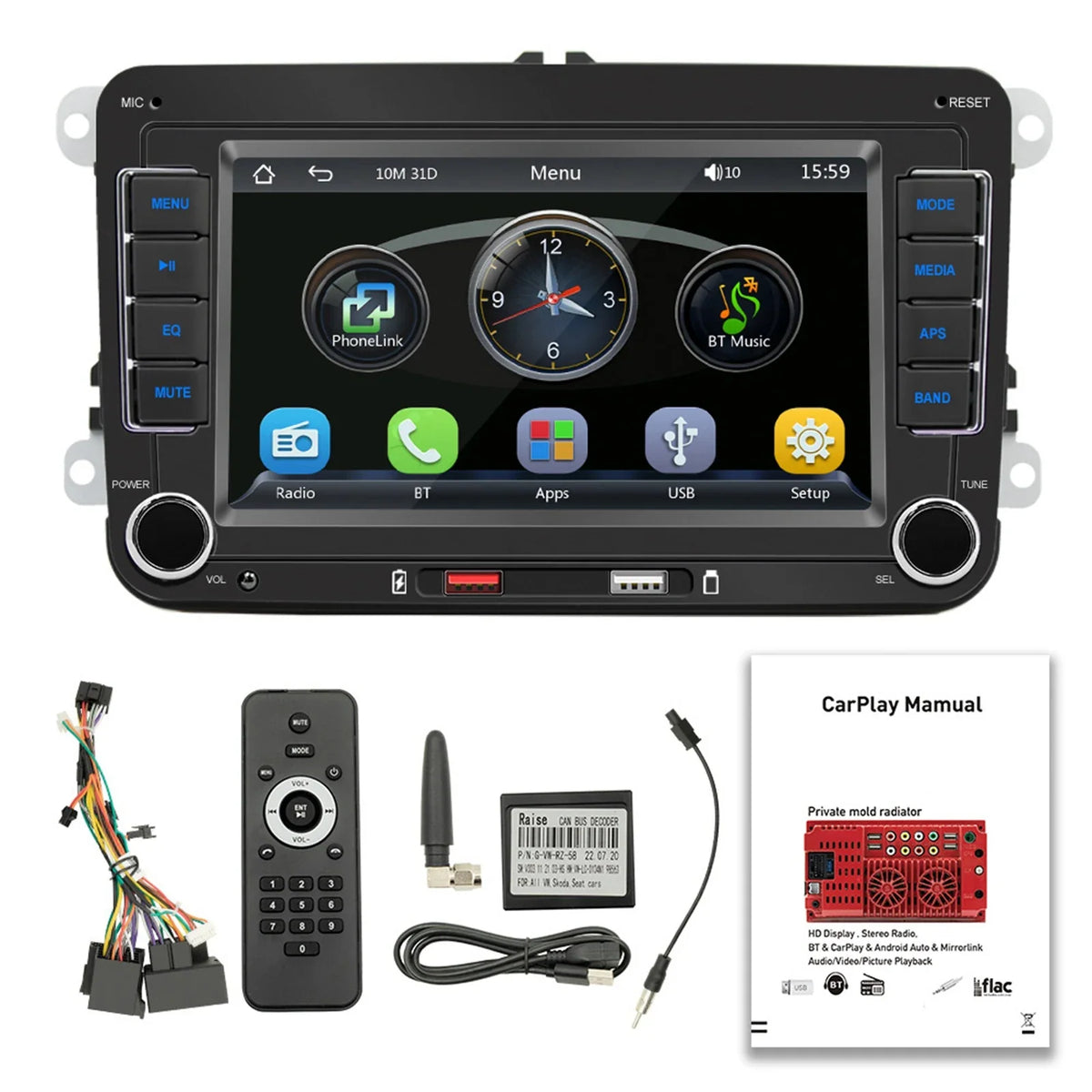 7-Inch Touchscreen Car Stereo with Apple CarPlay & Android Auto