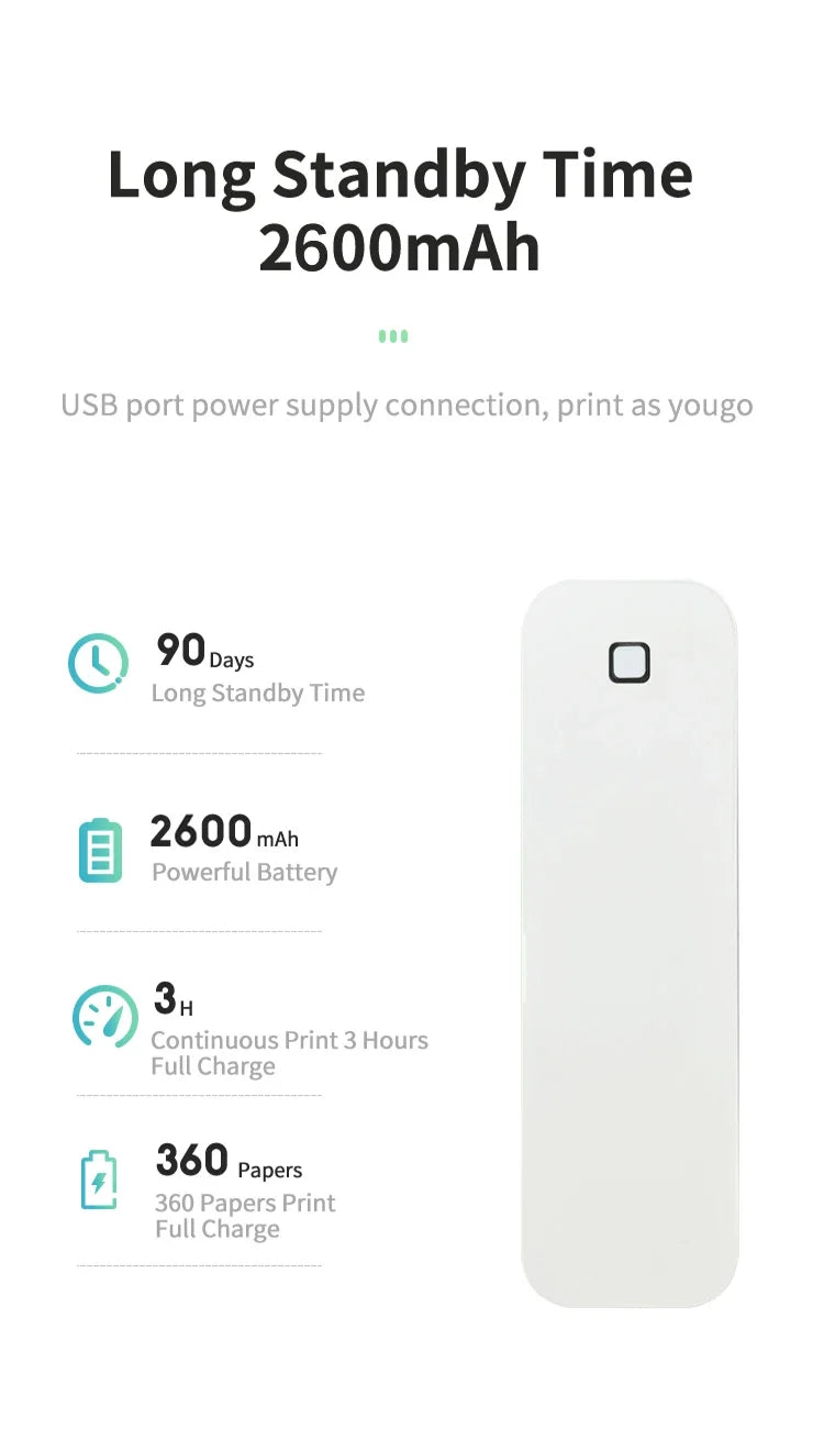 Portable A4 Bluetooth Thermal Printer & Paper Roll Option
