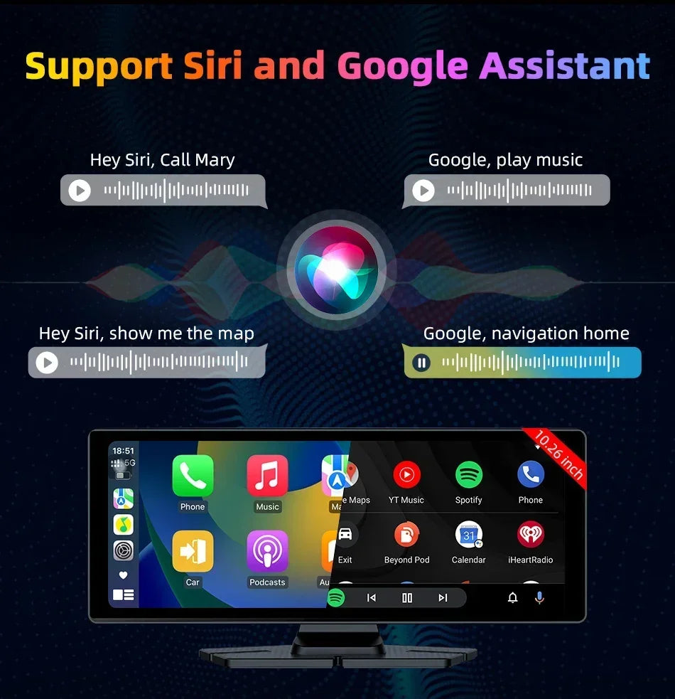 Srnubi 10.26-Inch CarPlay & Android Auto Screen – T322/T333 Options