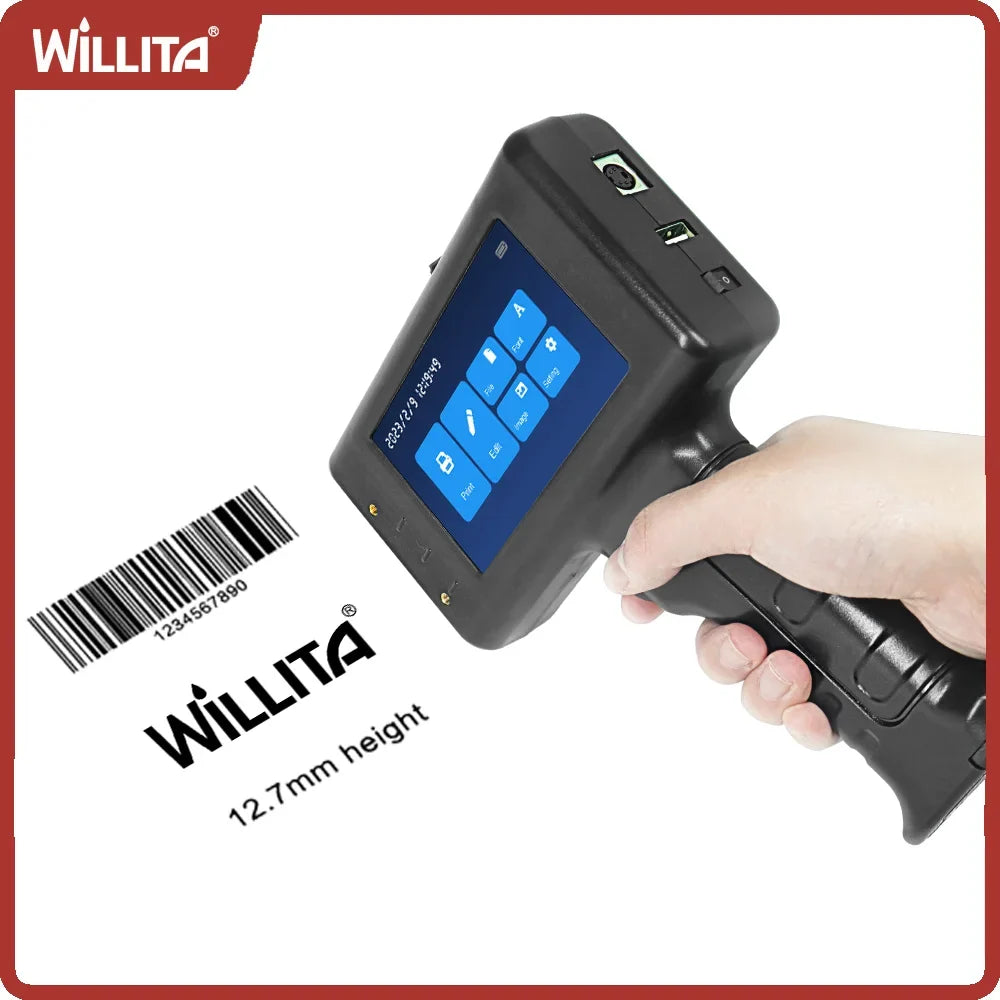 WILLITA Handheld Inkjet Coding Printer with 5-Inch Touchscreen