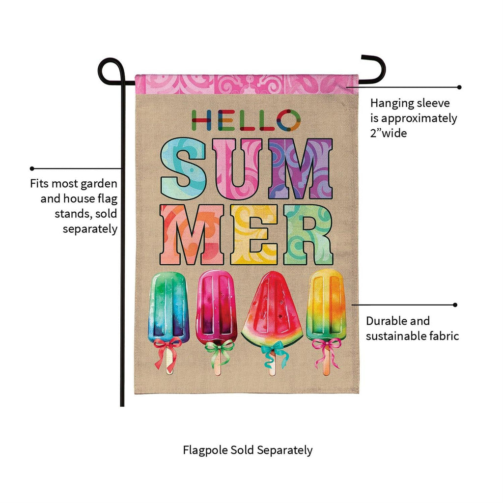 Summer Popsicle 2 Sided Garden Flag Burlap