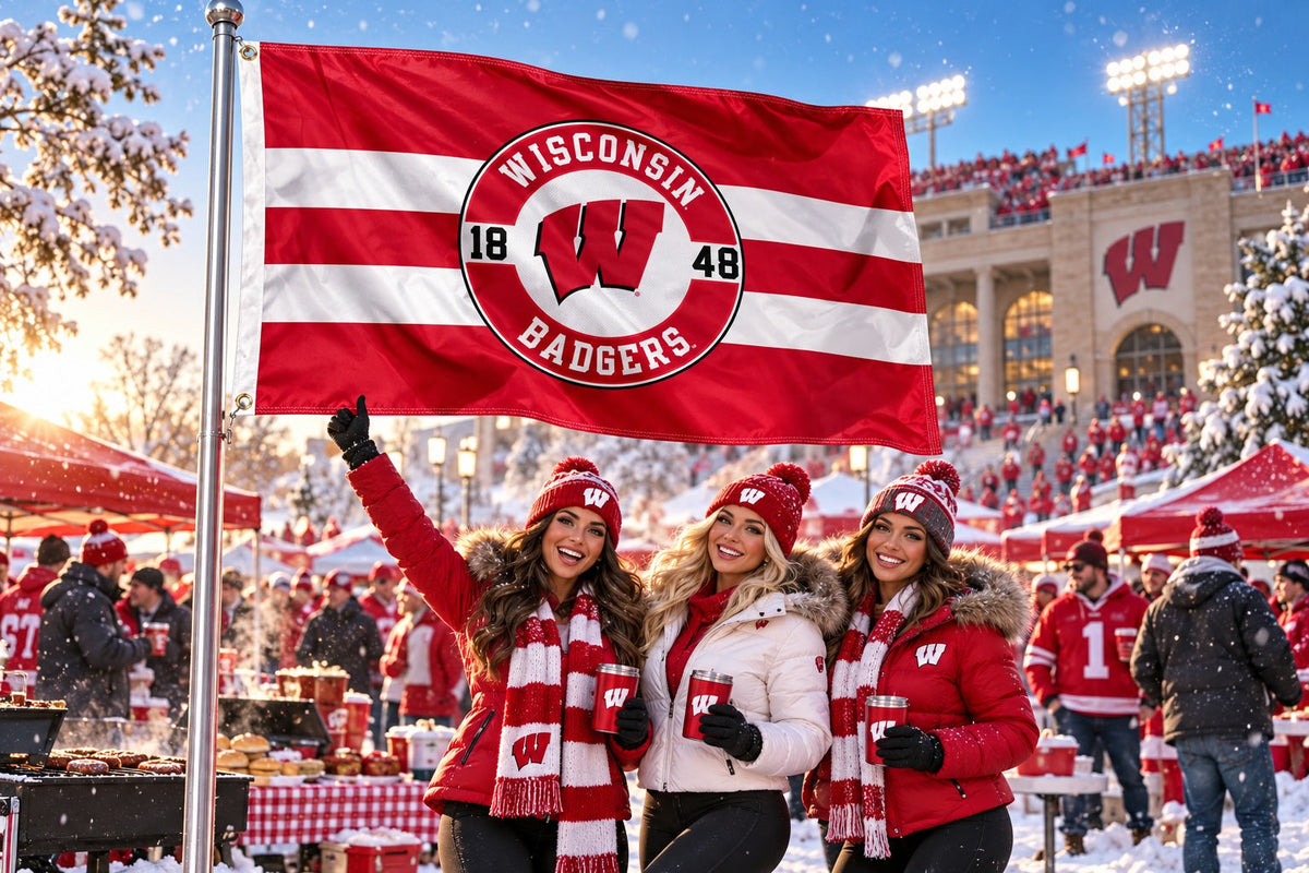 Wisconsin Badgers Embroidered 2 Sided 3x5 Foot Flag