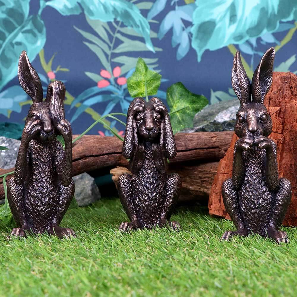 Three Wise Hares Figurines