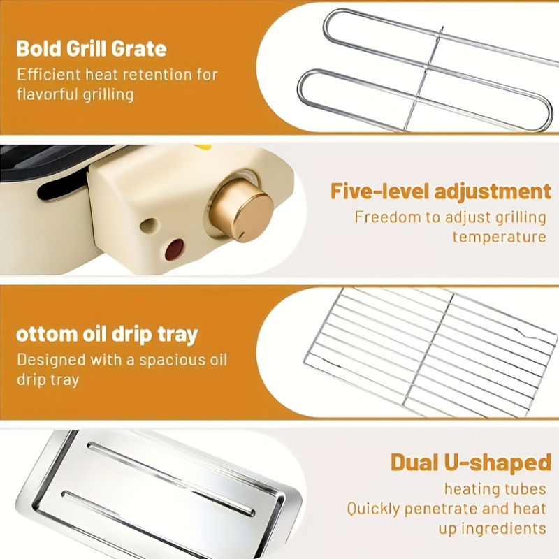 1700W Smokeless Electric Indoor Grill with Removable Non-Stick Plate
