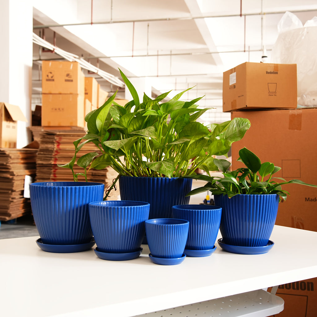 6 Pack Resin Planters Modern Stackable