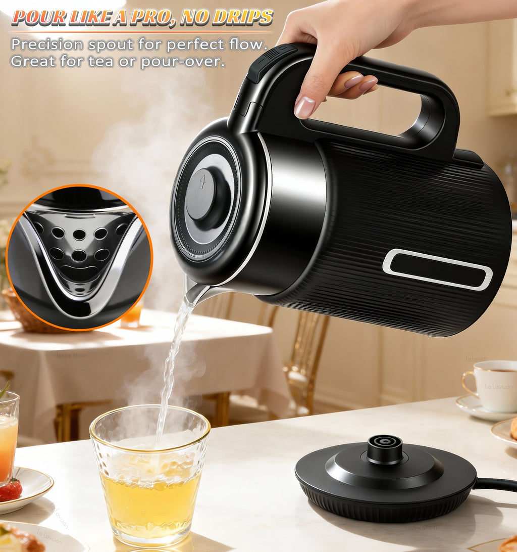 1000W Electric Kettle 1.7L Water Boiler 304 Stainless Steel Double Wall Auto Shut Off