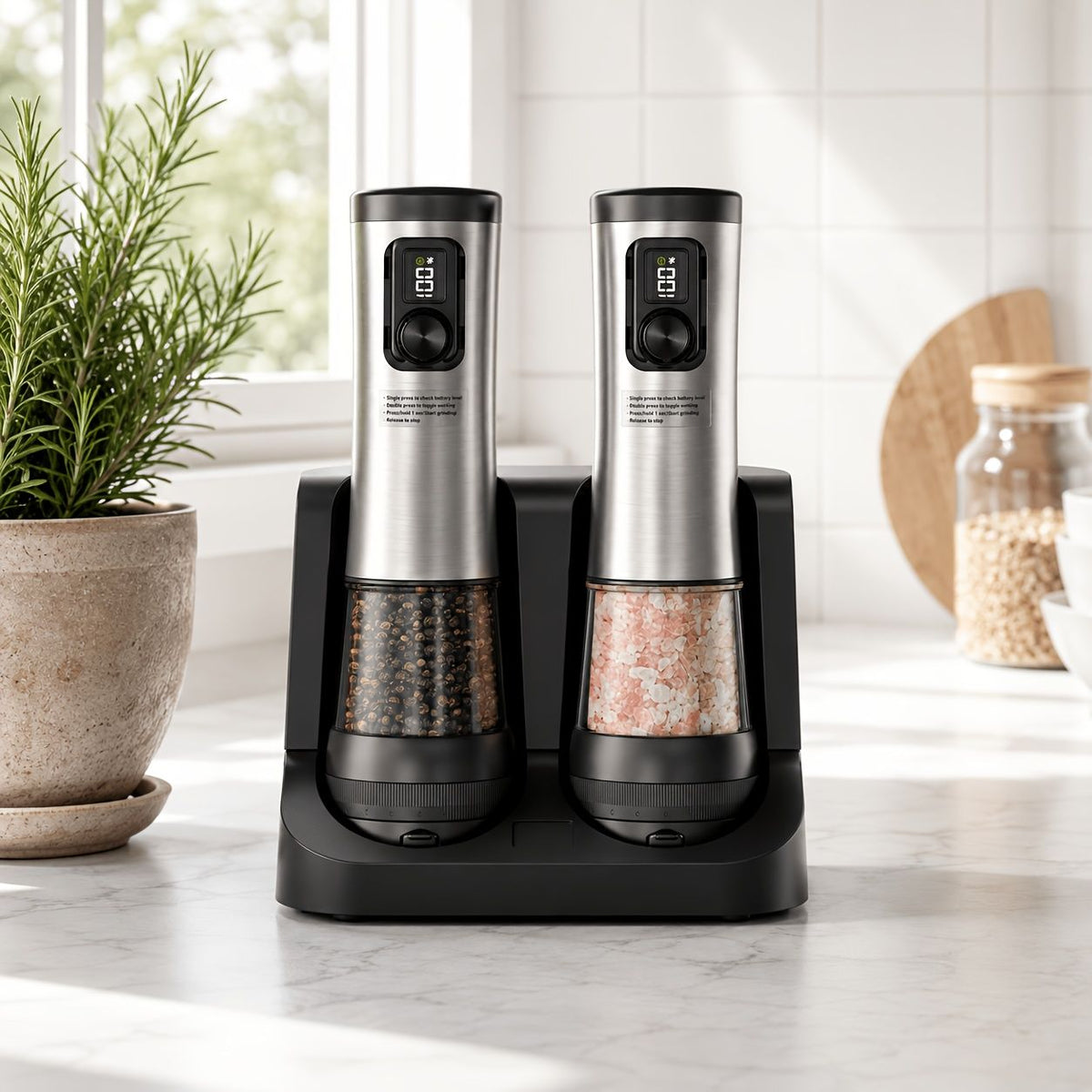 2-Piece Automatic USB Rechargeable Grinder Set