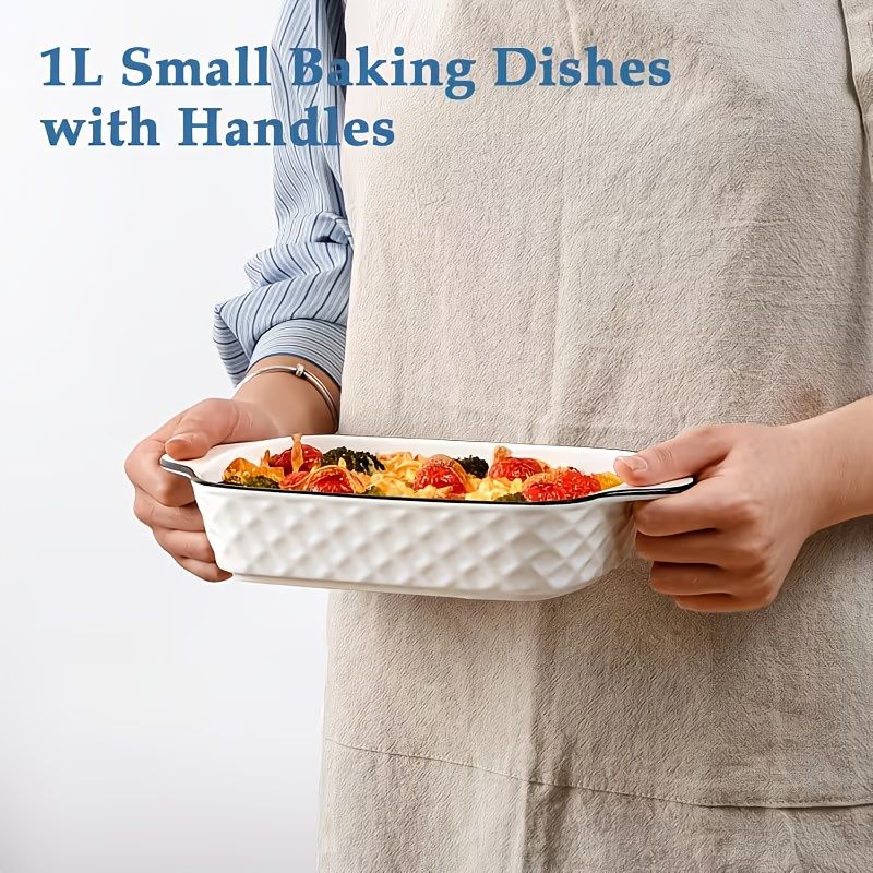 Rectangular Ceramic Baking Dishes Diamond Pattern