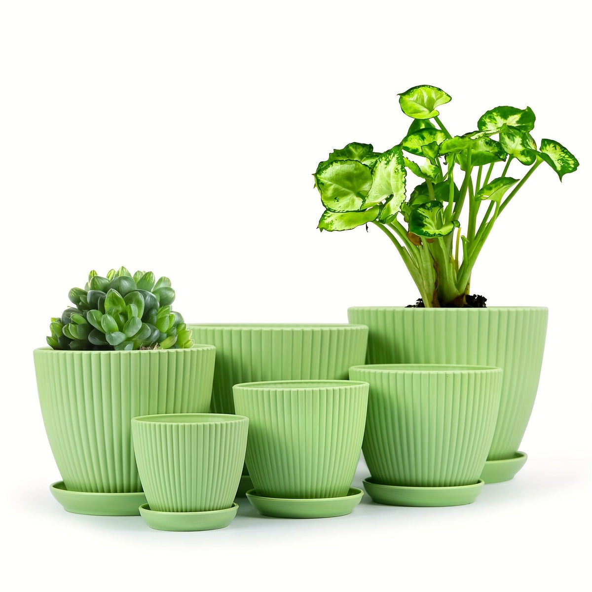 6 Pack Resin Planters Modern Stackable