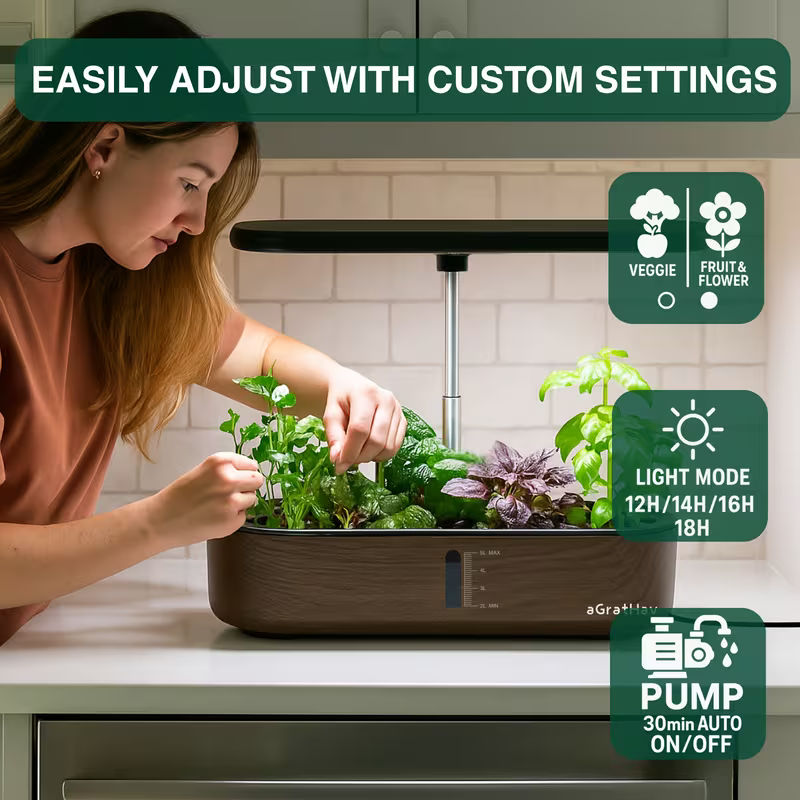 1.32 Gal 14-Plant Indoor Hydroponic Growing Kit with LED Grow Light