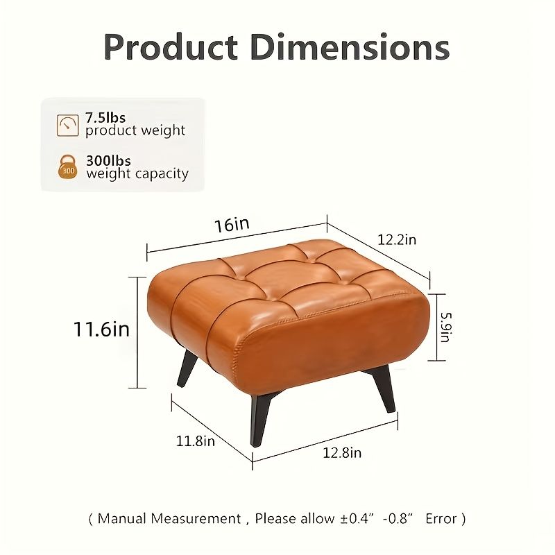 Retro Faux Leather Square Footstool