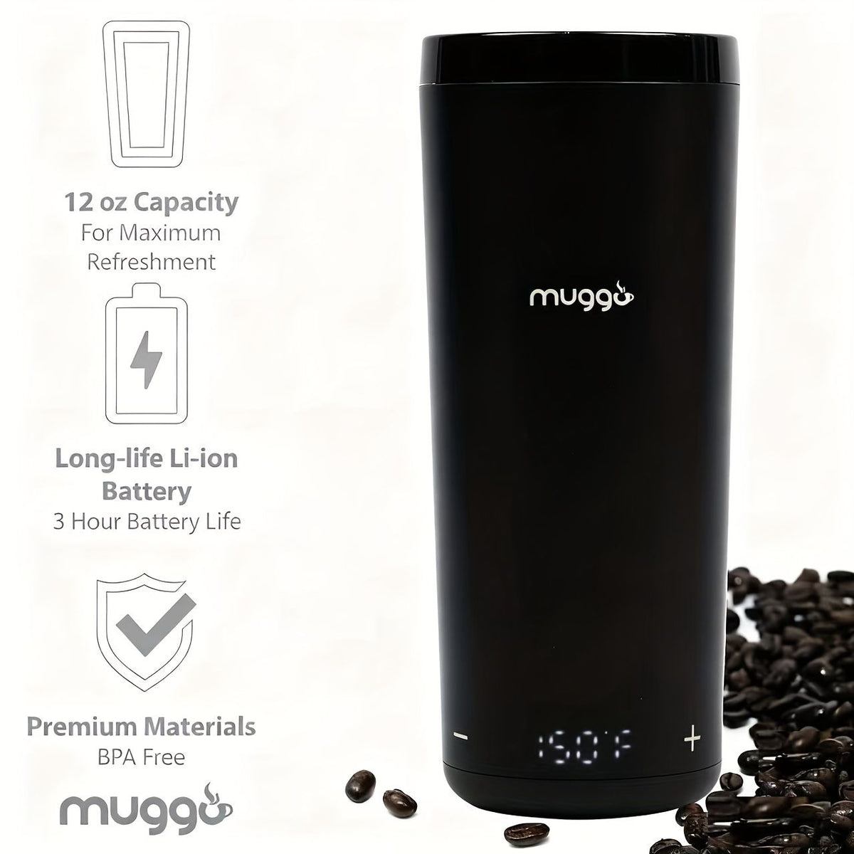 12 oz Rechargeable Electric Self-Heating Coffee Mug with Temperature Control