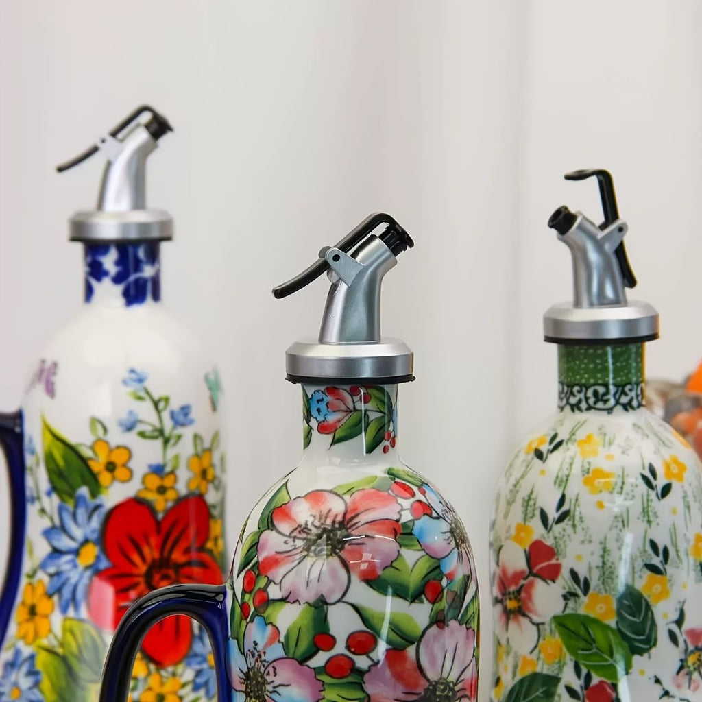 Hand Painted Ceramic Oil Dispenser with Pump