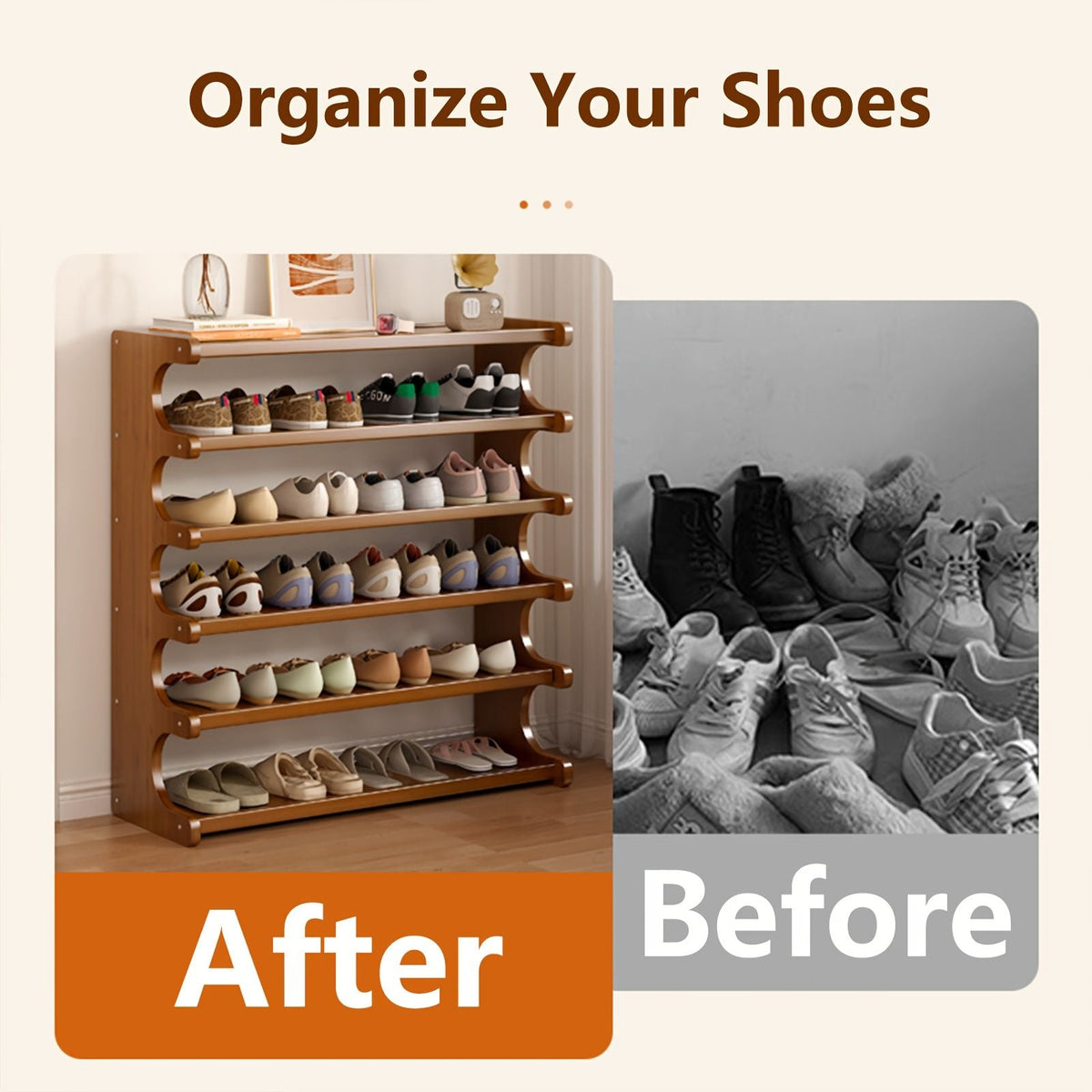 Bamboo Shoe Rack Storage Organizer