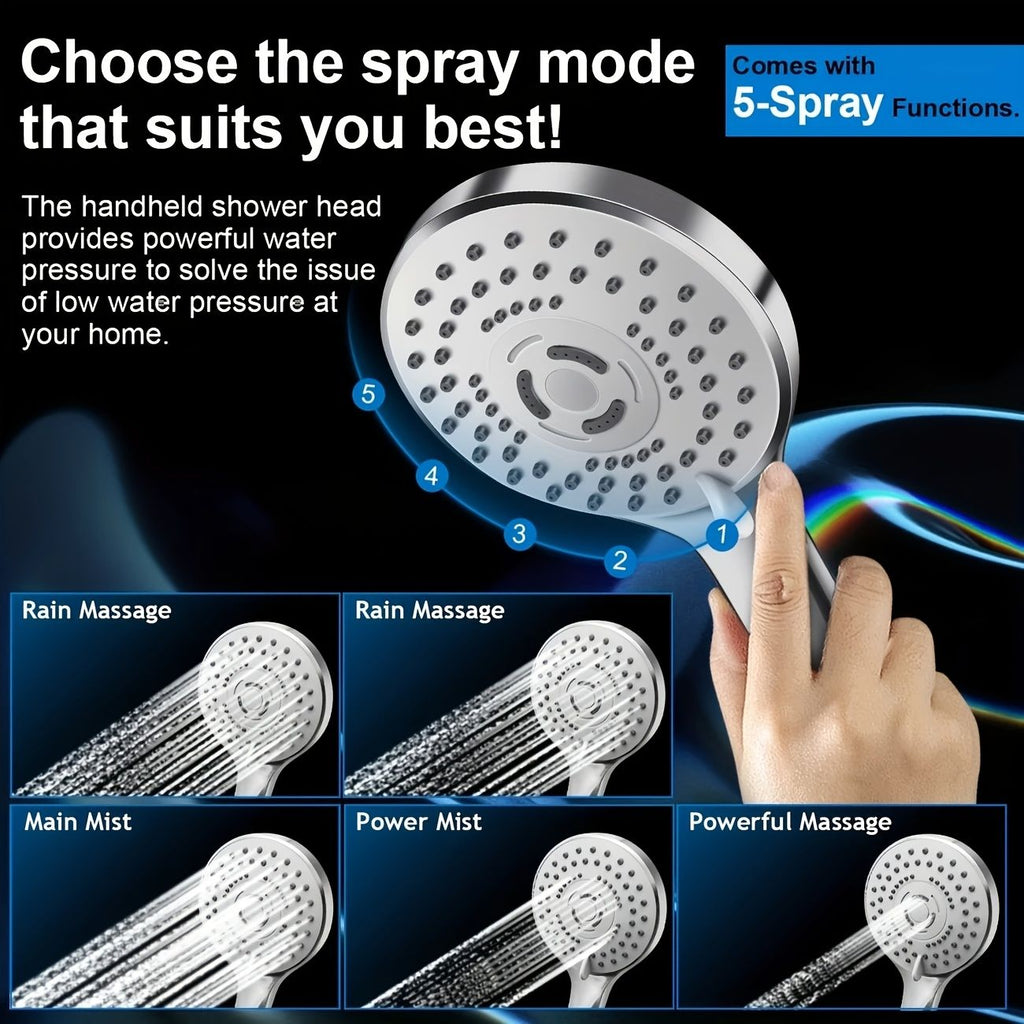 High Pressure Shower Head with Handheld Spray 9 Settings