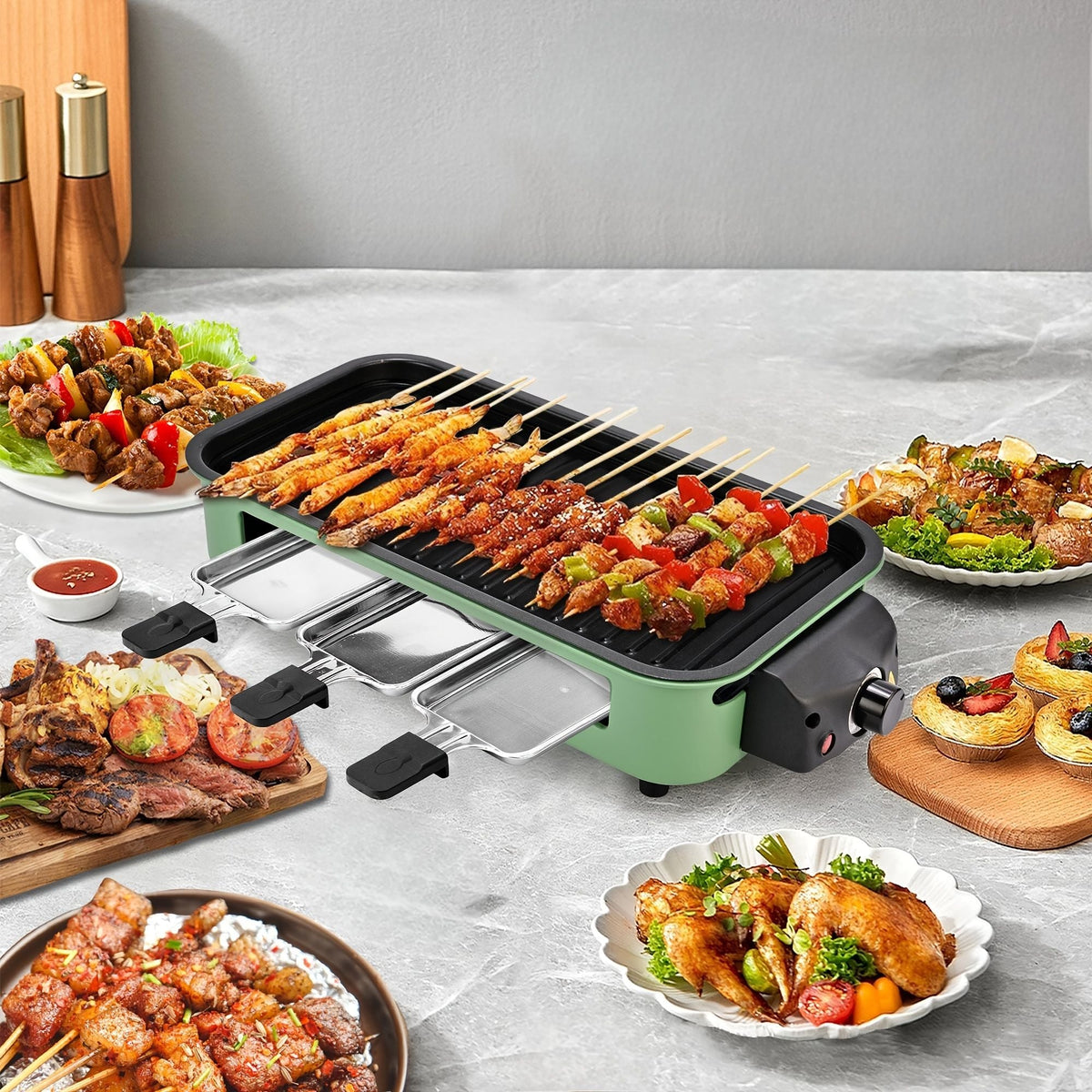 1700W Smokeless Electric Indoor Grill with Removable Non-Stick Plate