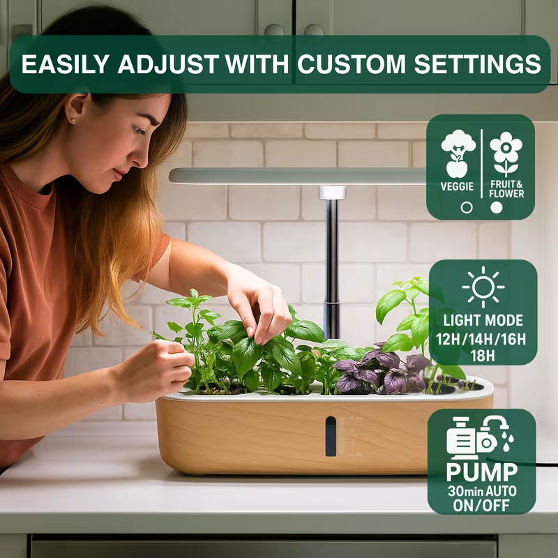 1.32 Gal 14-Plant Indoor Hydroponic Growing Kit with LED Grow Light