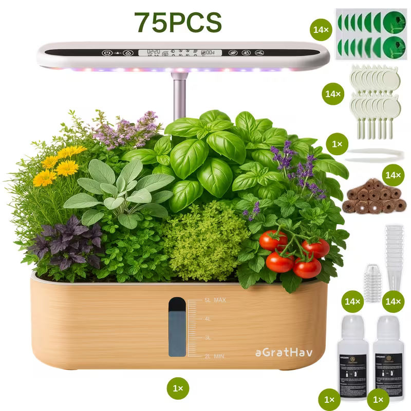 1.32 Gal 14-Plant Indoor Hydroponic Growing Kit with LED Grow Light
