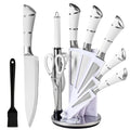9 Piece Kitchen Knife Set with Built-In Sharpener Block