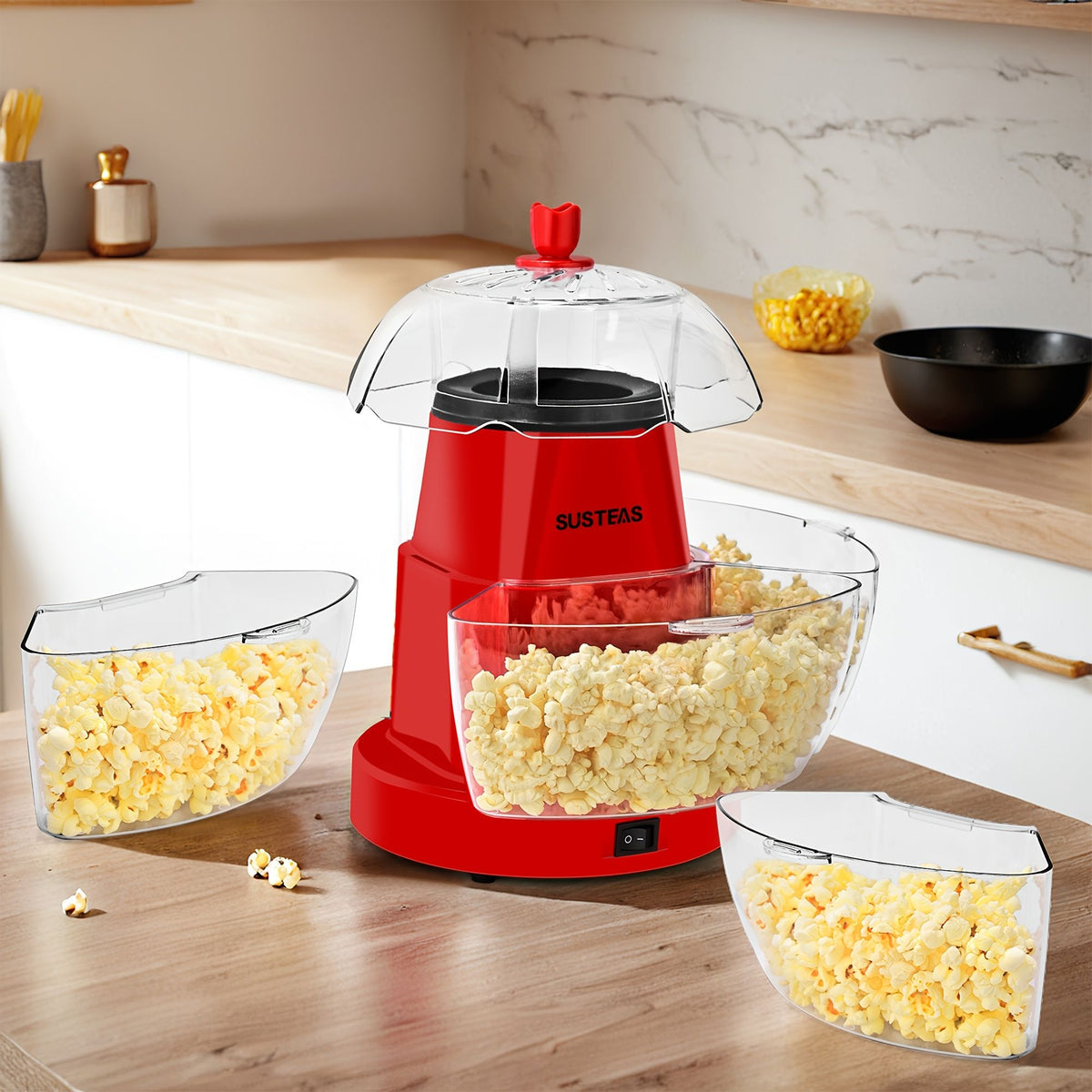 Hot Air Popcorn Machine with 4 Bowls