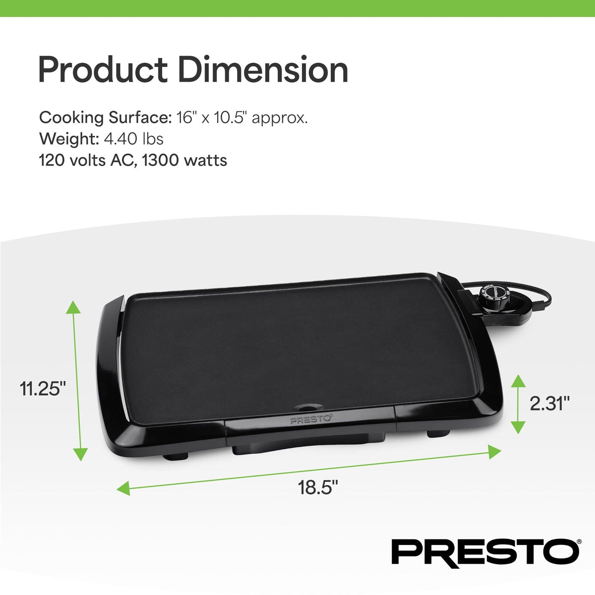 Presto 10.5x16-Inch Ceramic Nonstick Electric Griddle