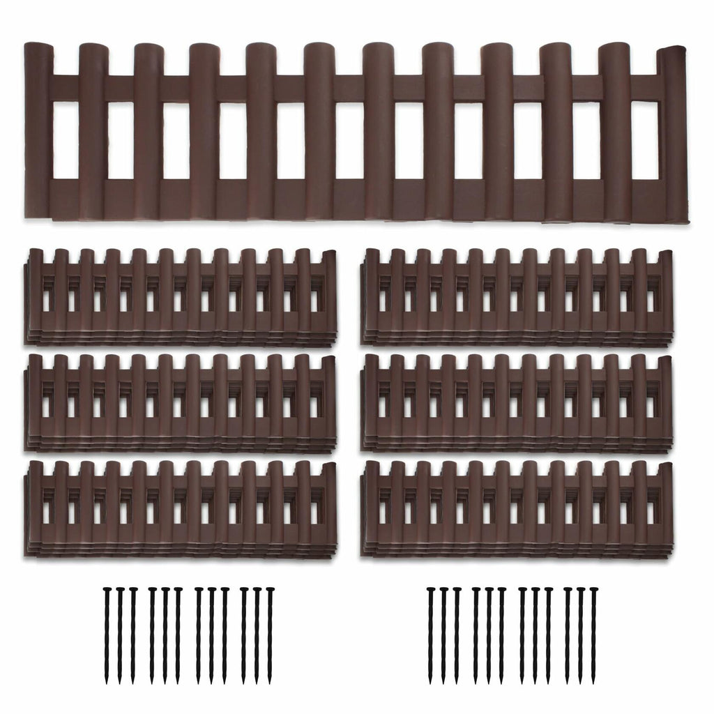BuyAll Landscape Edging Border 17-Inch 24 Pack Brown Plastic Garden Fence